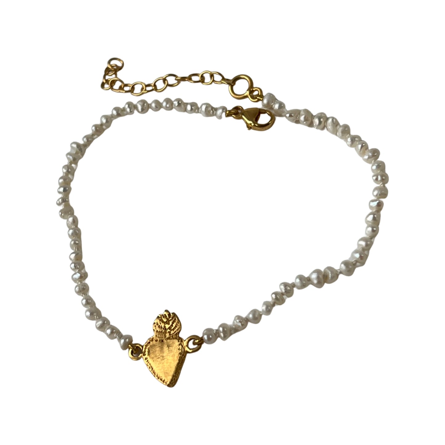 Pearl gold plated heart bracelet