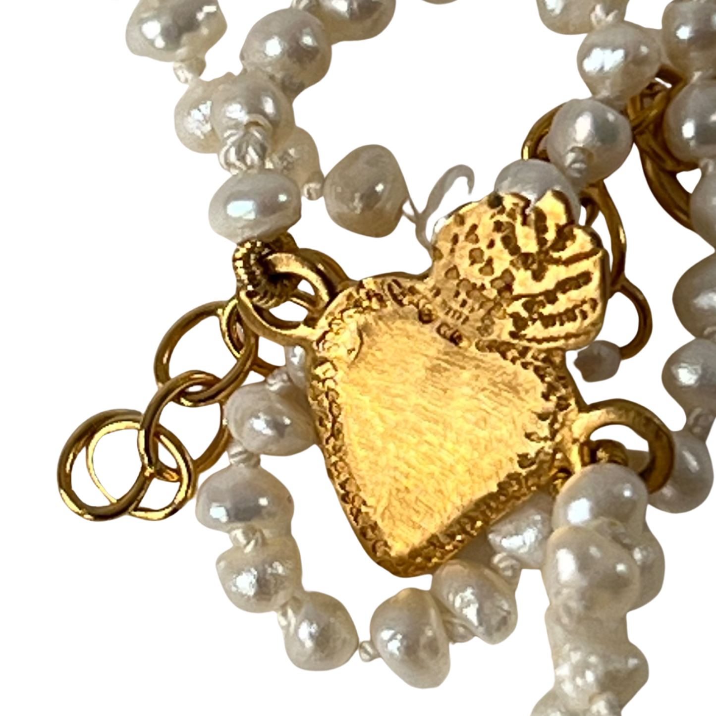 Pearl gold plated heart bracelet