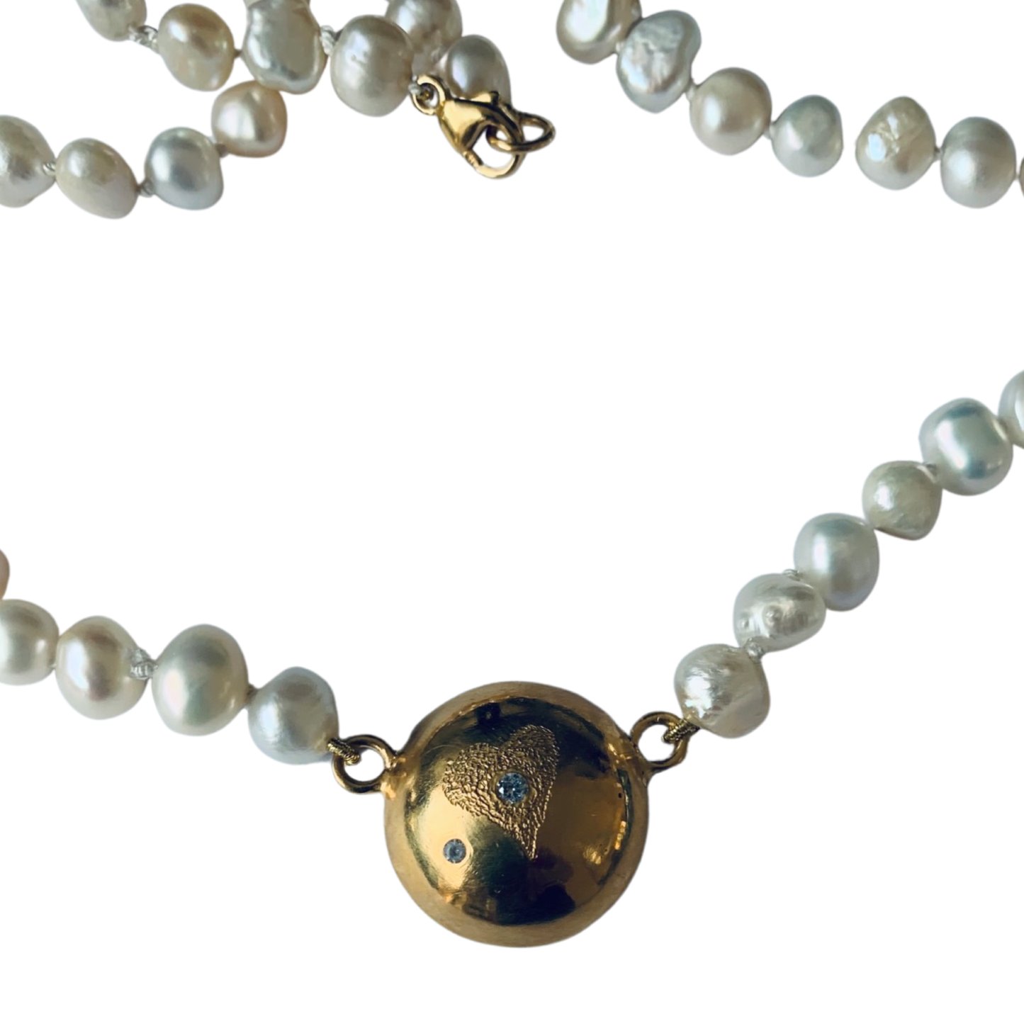 Large Gold Plated Half-dome Pearl Necklace