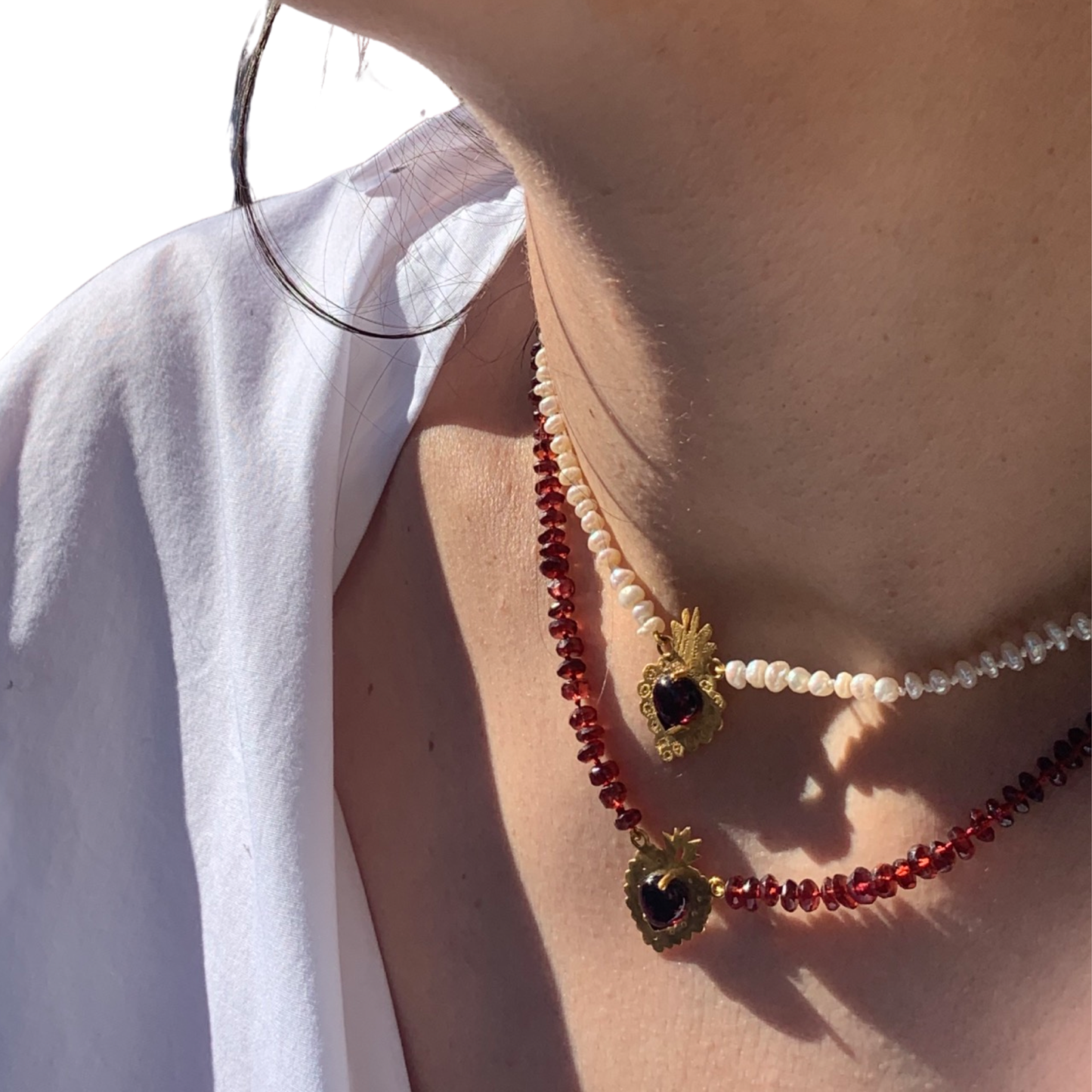 Large Garnet Knotted Necklace