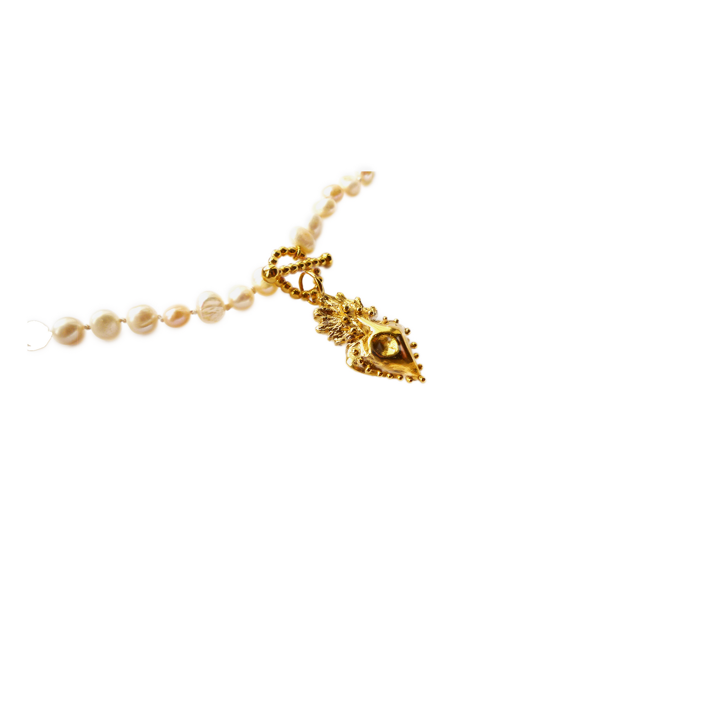 Pearl Necklace with Golden Heart