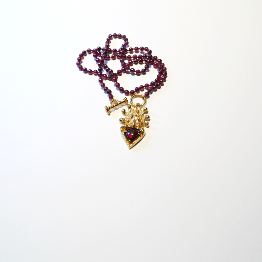 Garnet Flaming Heart Necklace
