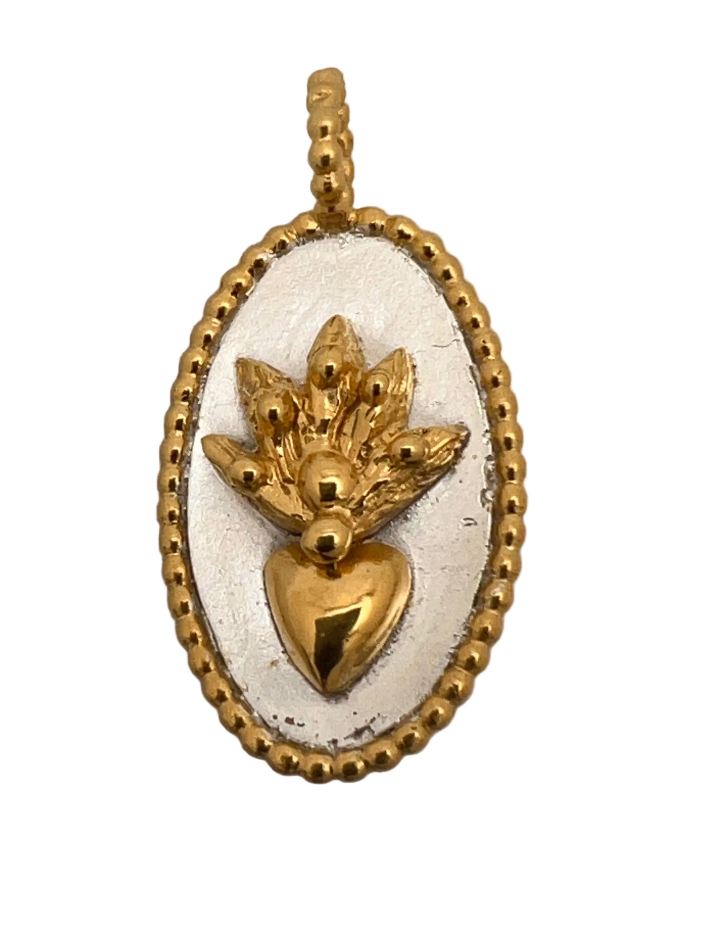 Picture Flaming heart in silver and gold plated frame