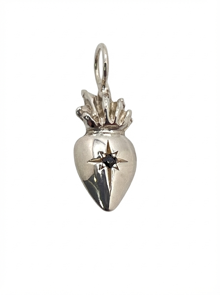 North Star Silver Double Sided Silver Heart Charm
