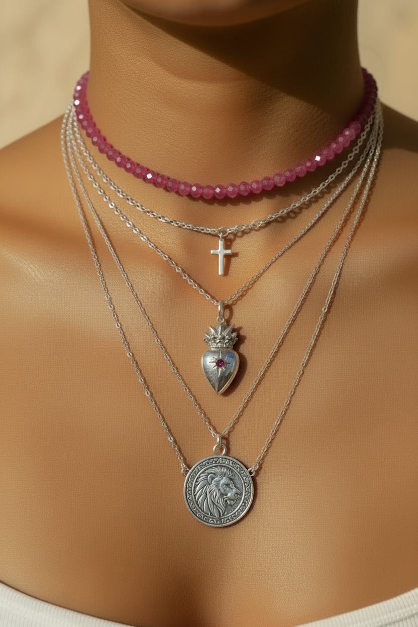 North Star Silver Double Sided Silver Heart Charm