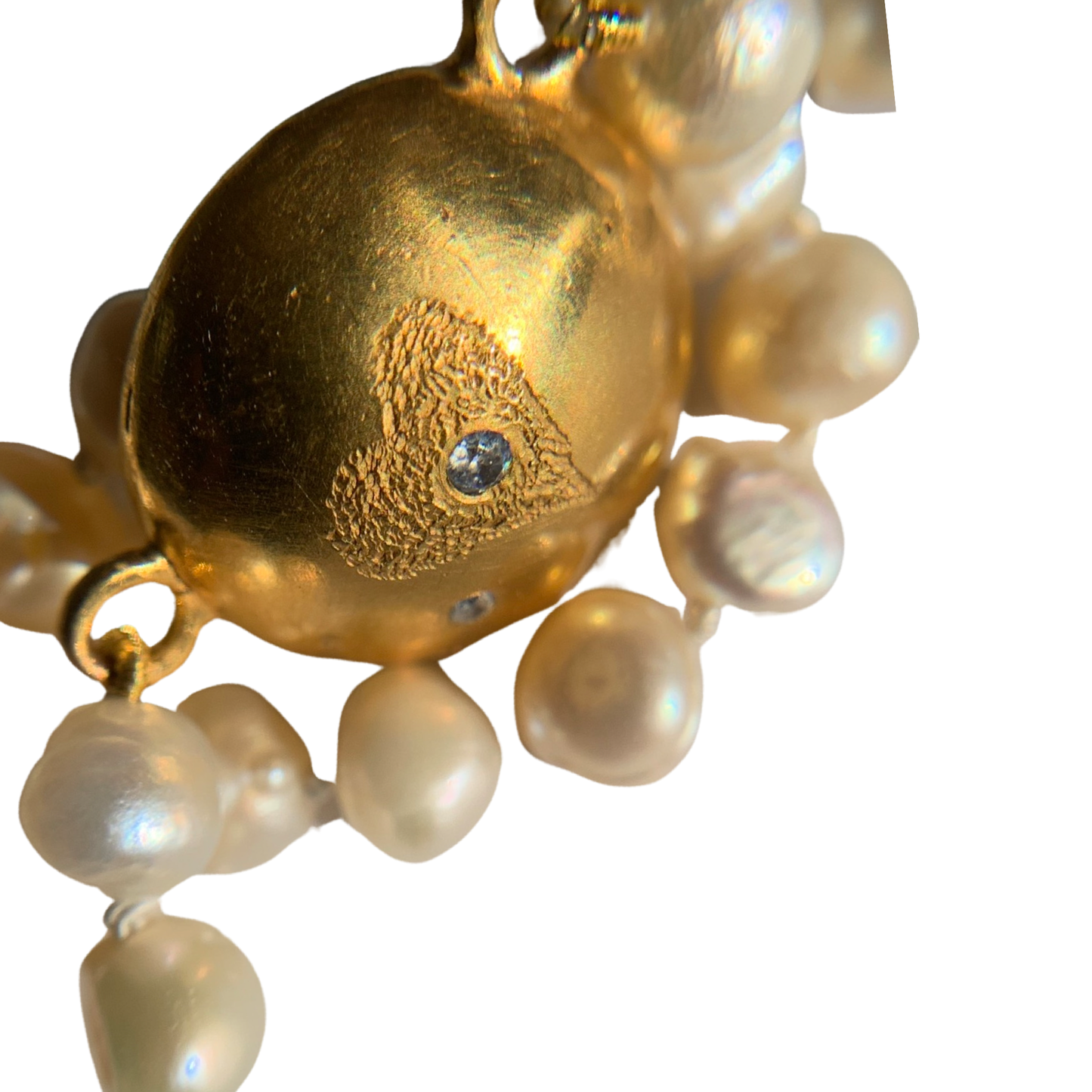 Large Gold Plated Half-dome Pearl Necklace