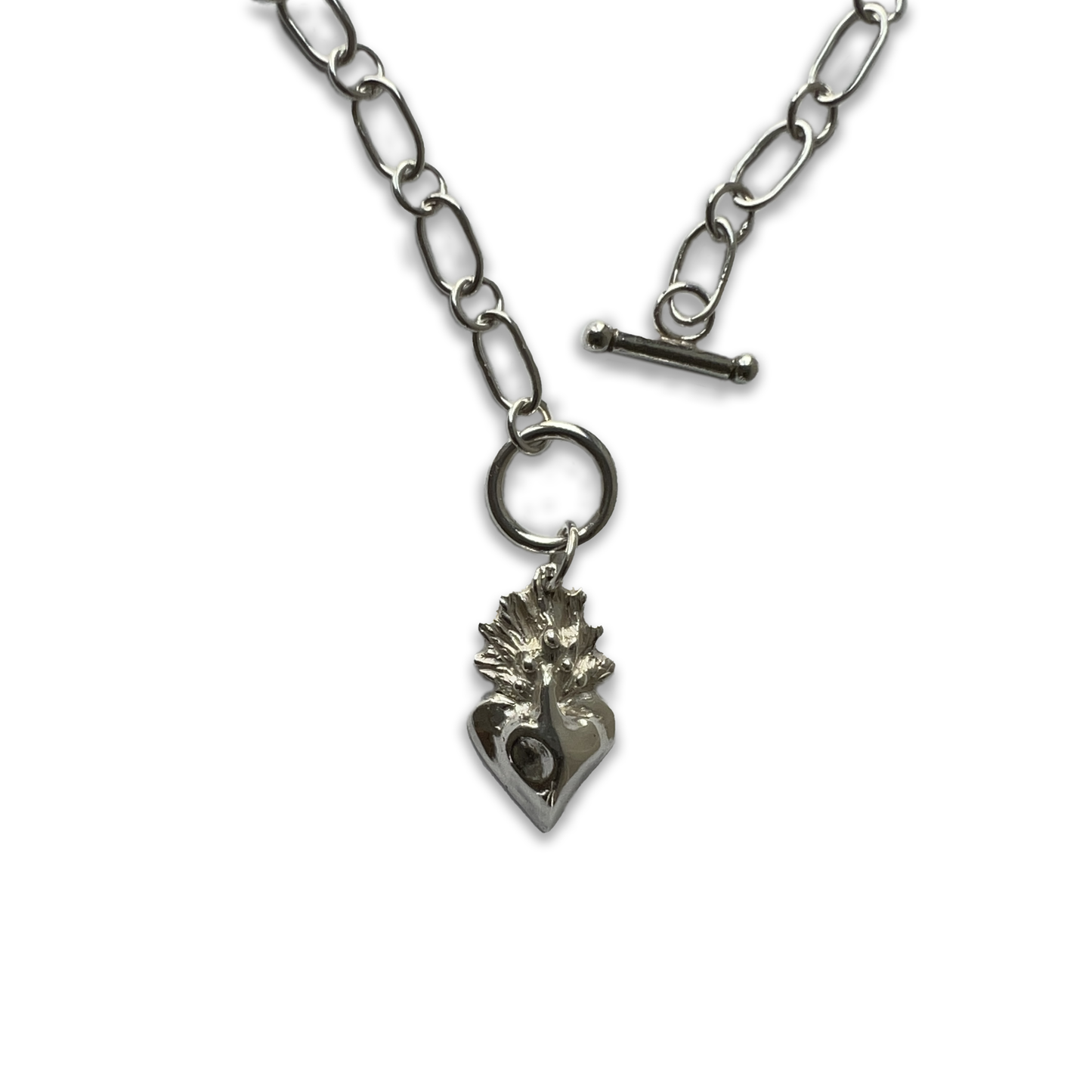 Milagro II Solid Silver Heart on a Handmade Chain