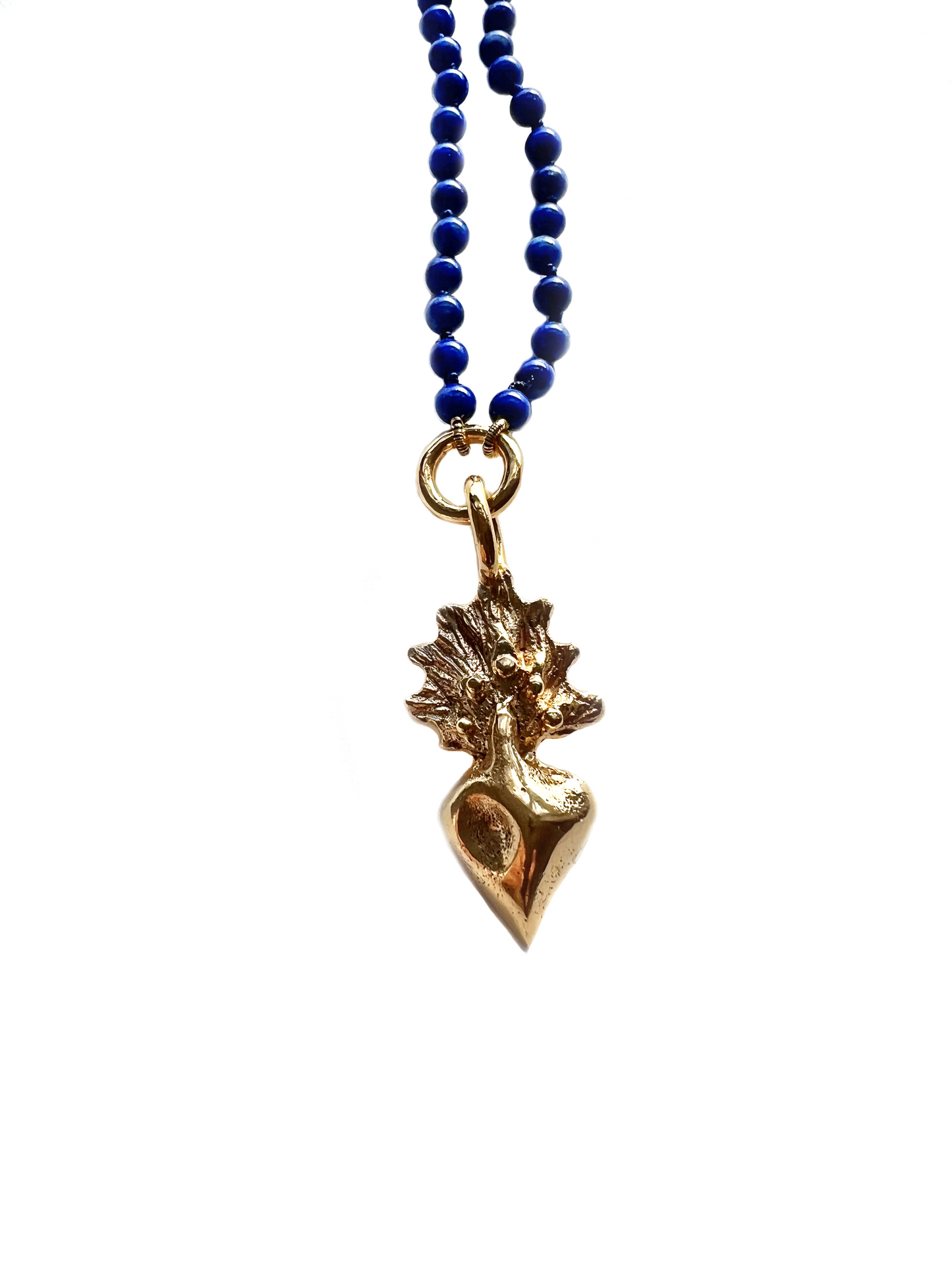 Lapis Lazuli Flaming Heart Necklace